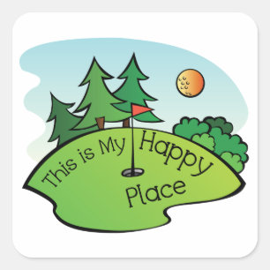 Golfing Golf Course Hole Happy Place Vierkante Sticker