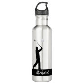 Golfing Golfer, gepersonaliseerd Waterfles (Voorkant)