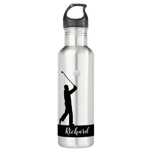 Golfing Golfer, gepersonaliseerd Waterfles (Voorkant)