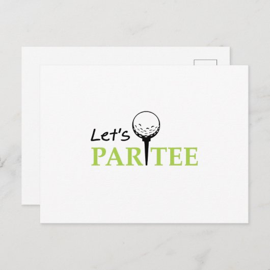 Golfing Golfer Let's Par Golf Funny Party Uitnodiging Briefkaart (Voorkant / Achterkant)