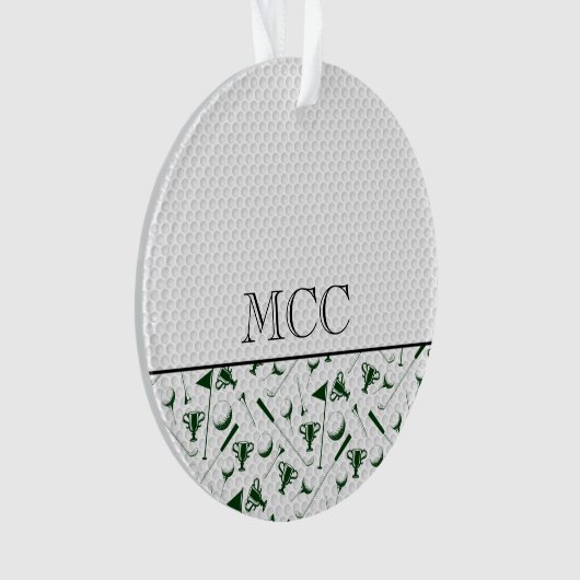 Golfing Green White Golf Ball CC Initialen Name Ornament (voorkant)