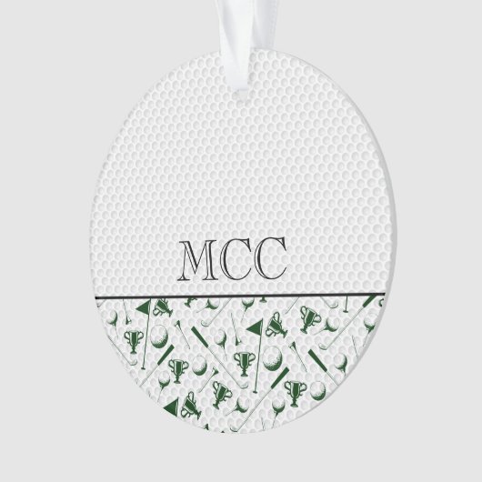 Golfing Green White Golf Ball CC Initialen Name Ornament (voorkant)