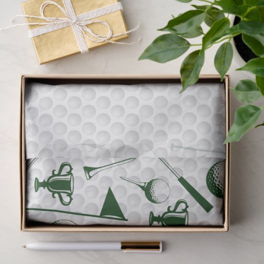 Golfing Green White Golf Ball Clubs Trophy Flag Ti Tissuepapier (Geschenk)