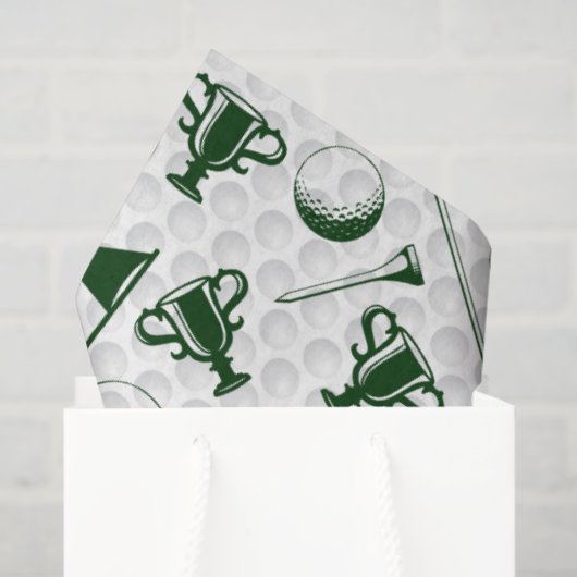 Golfing Green White Golf Ball Clubs Trophy Flag Ti Tissuepapier (Cadeauzakje)