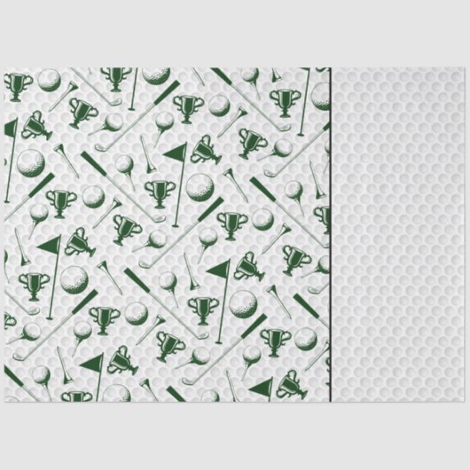 Golfing Green White Golf Ball Clubs Trophy Flag Ti Tissuepapier (Voorkant)