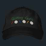 Golfing Guru Geborduurde Pet<br><div class="desc">Fun golfcadeaus met gezegde Golfing Guru. Embroidery heeft drie golfballen en t - shirts. U kunt de tekst wijzigen en aanpassen.</div>