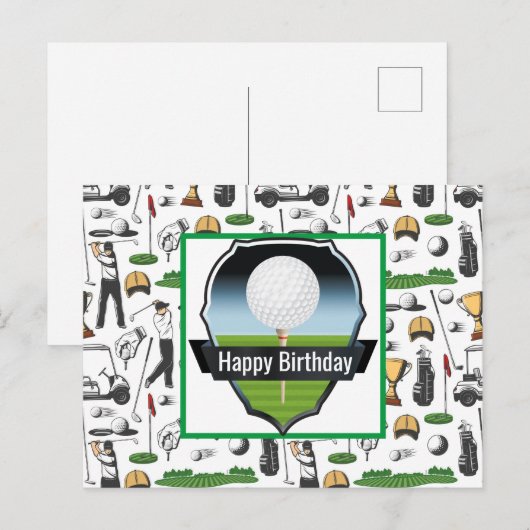 Golfing Happy Birthday Briefkaart (Voorkant / Achterkant)