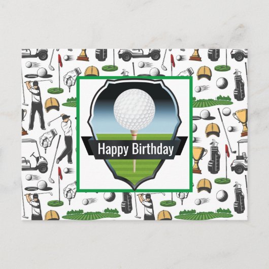 Golfing Happy Birthday Briefkaart (Voorkant)