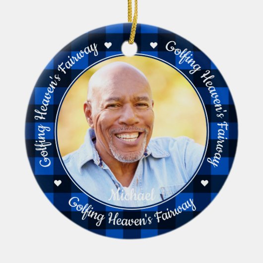 Golfing Heaven's Fairway Foto Golf Memorial Keramisch Ornament (Voorkant)