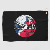 Golfing - Japanse Golfer Red Rising Sun Golfhanddoek (Horizontaal)