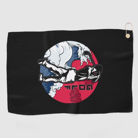 Golfing - Japanse Golfer Red Rising Sun Golfhanddoek (Horizontaal)