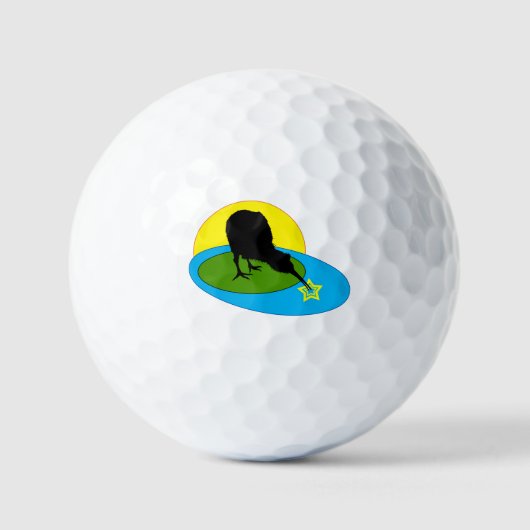 Golfing Kiwi Bird & New Zealand Sports Golfballen (Voorkant)