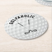Golfing kruisende clubs aangepaste tekst golfbal ronde kartonnen onderzetter (Gebogen)