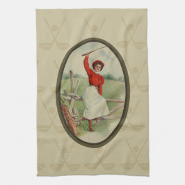 Golfing Lady Art (2) Theedoek