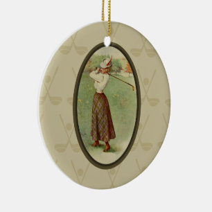 Golfing Lady Art (3) Keramisch Ornament