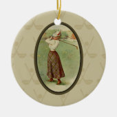  Golfing Lady Art (3) Keramisch Ornament (Voorkant)