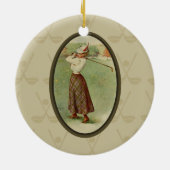  Golfing Lady Art (3) Keramisch Ornament (Achterkant)
