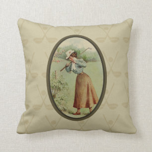 Golfing Lady Art Kussen