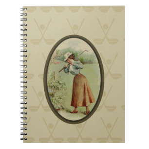 Golfing Lady Art Notitieboek