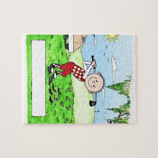 Golfing, man-gepersonaliseerde Friendly Folks Cart Legpuzzel (Horizontaal)