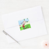 Golfing, man-gepersonaliseerde Friendly Folks Cart Vierkante Sticker (Envelop)