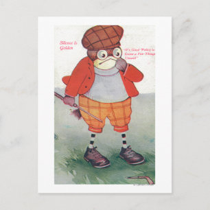 Golfing Owl Noting Silence is Golden Briefkaart