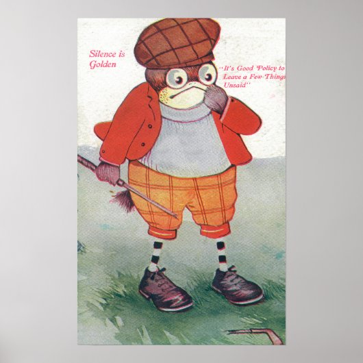 Golfing Owl Noting Silence is Golden Poster (Voorkant)