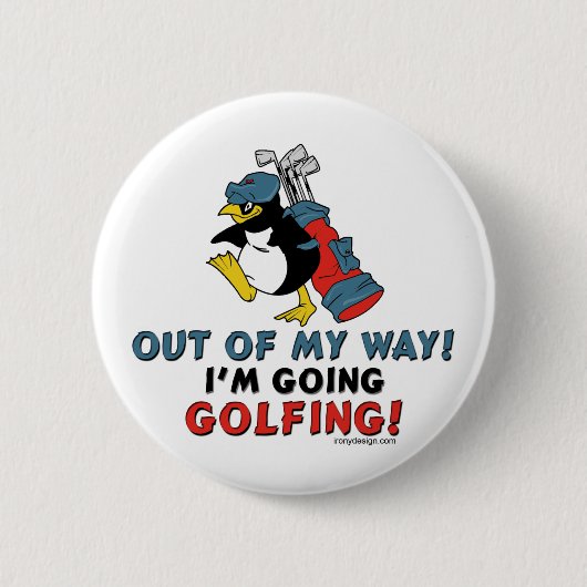 Golfing Penguin Ronde Button 5,7 Cm (Voorkant)
