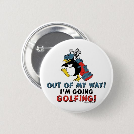 Golfing Penguin Ronde Button 5,7 Cm (Voorkant /achterkant)