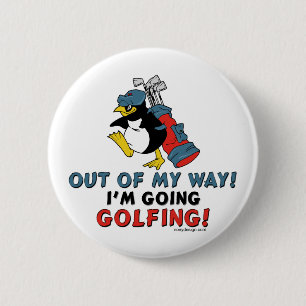 Golfing Penguin Ronde Button 5,7 Cm