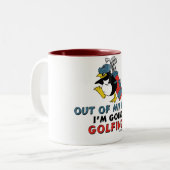 Golfing Penguin Tweekleurige Koffiemok (Voorkant links)