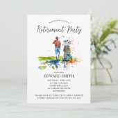 Golfing Pensioen Party Uitnodiging (Staand voorkant)