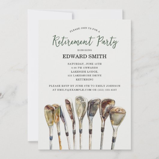 Golfing Pensioen Party Uitnodiging (Voorkant)