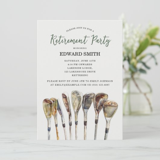 Golfing Pensioen Party Uitnodiging (Staand voorkant)