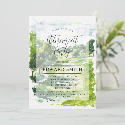 Golfing Pensioen Party Uitnodiging (Staand voorkant)