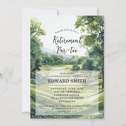 Golfing Pensioen Party Uitnodiging (Voorkant)