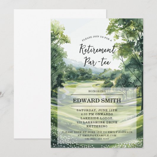 Golfing Pensioen Party Uitnodiging (Voorkant / Achterkant)