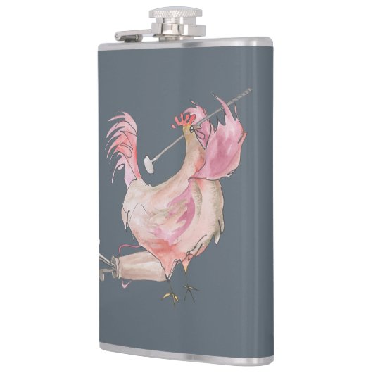 Golfing Rooster Flask Heupfles (Links)