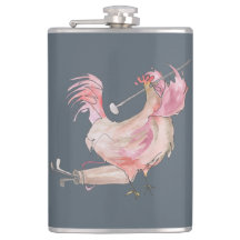 Golfing Rooster Flask