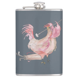 Golfing Rooster Flask Heupfles