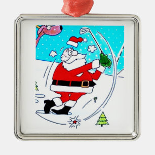 * GOLFING SANTA* CHRISTMAS ORNAMENT