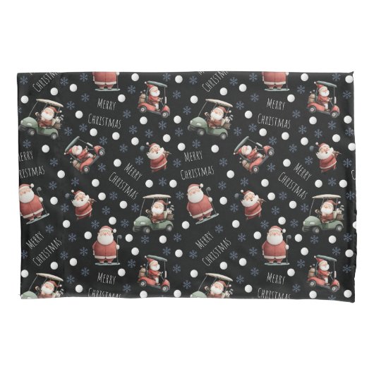 Golfing Santa on Black Kussensloop (Voorkant)