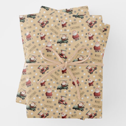 Golfing Santa on Sand Inpakpapier Vel (In situ)