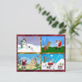 Golfing Santas op een Briefkaart (Staand voorkant)
