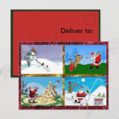 Golfing Santas op een Briefkaart (Voorkant / Achterkant)