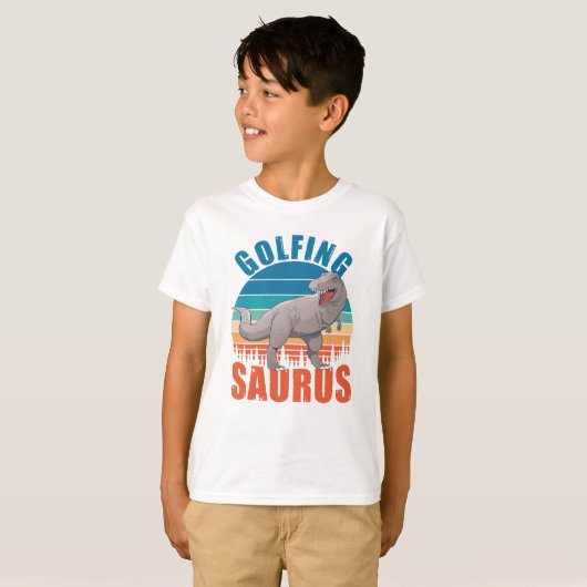 Golfing Saurus Funny T Rex Dinos Gift T-shirt (Voorkant volledig)