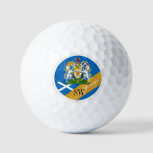 Golfing Scotland & Monogram, Scottish Flag /golden Golfballen (Voorkant)