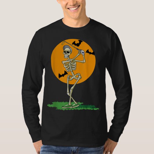 Golfing Skeleton Halloween Mannen Golf Halloween G T-shirt (Voorkant)