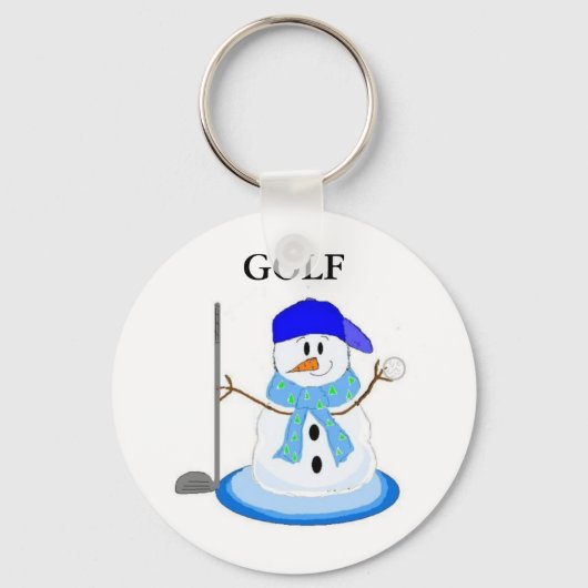 Golfing Snowman Sleutelhanger (Voorkant)