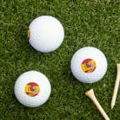 Golfing Spanje & Monogram, Spaanse vlag/gouden eie Golfballen (Insitu Gras)